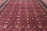 Wine/Navy Persian Fine Tabriz Hand-Knotted Wool Rug - 12' 3" X 14' 10"