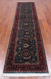 Emerald Green Persian Fine Tabriz Handmade Wool Runner Rug - 2' 6" X 10' 9"