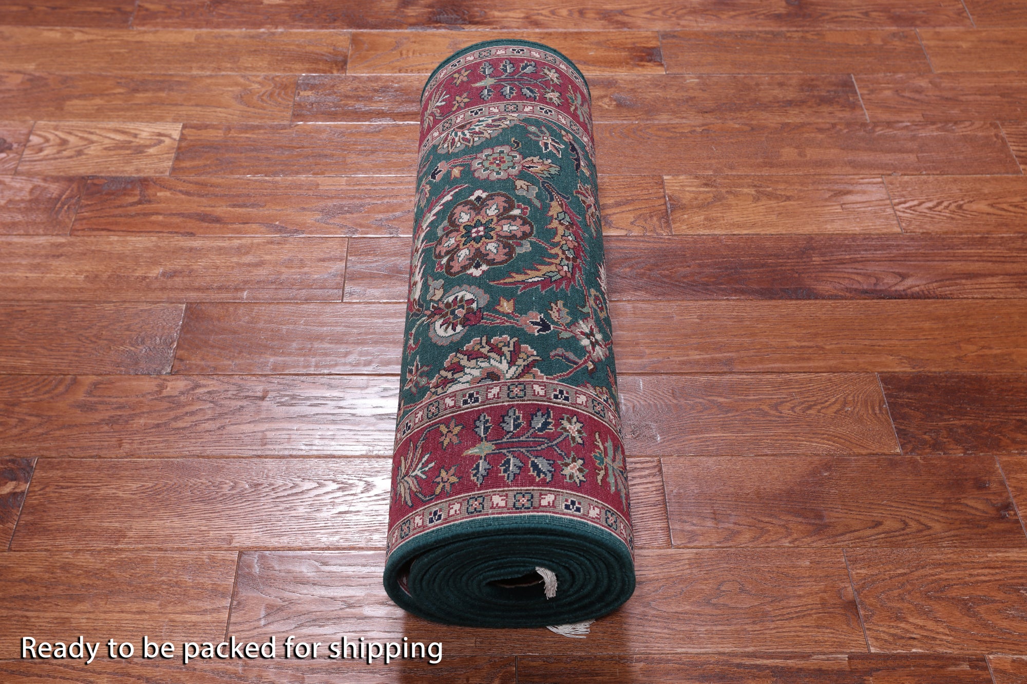 Emerald Green Persian Fine Tabriz Handmade Wool Runner Rug - 2' 6" X 10' 9"