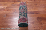 Emerald Green Persian Fine Tabriz Hand-Knotted Wool Runner Rug - 2' 7" X 11' 0"