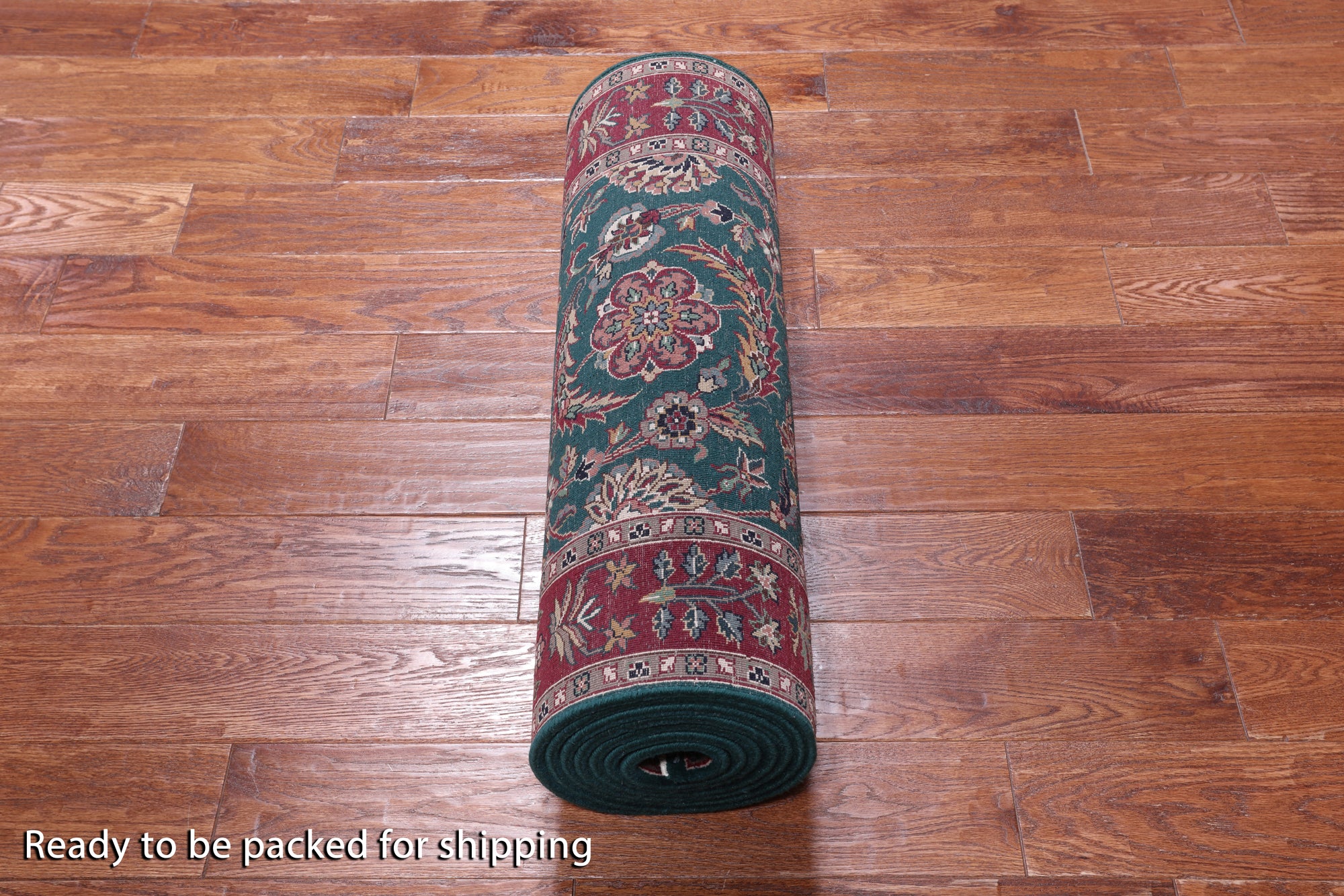 Emerald Green Persian Fine Tabriz Hand-Knotted Wool Runner Rug - 2' 7" X 11' 0"