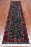 Emerald Green Persian Fine Tabriz Hand-Knotted Wool Runner Rug - 2' 7" X 11' 0"