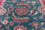 Emerald Green Persian Fine Tabriz Hand-Knotted Wool Runner Rug - 2' 7" X 11' 0"