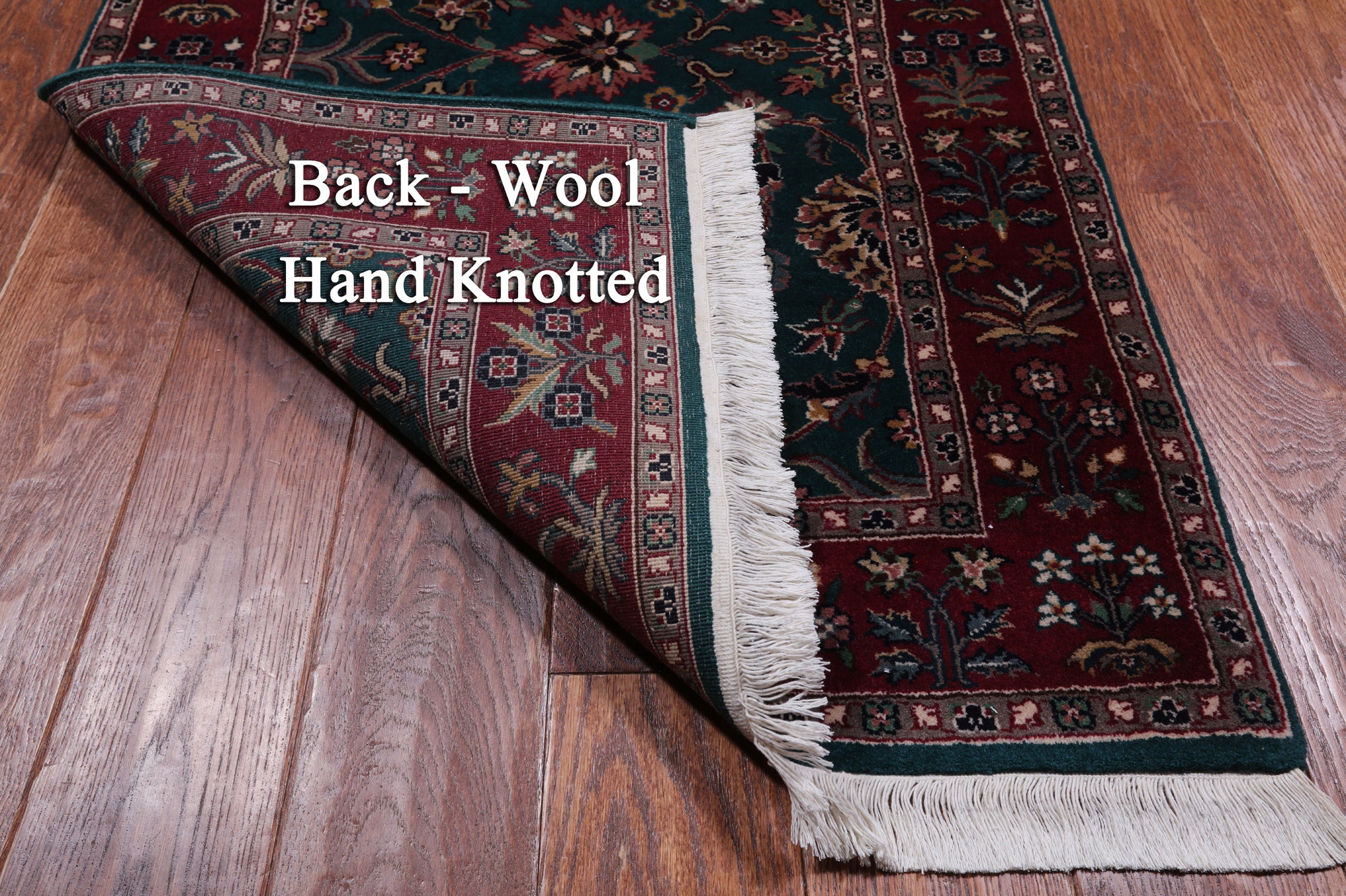 Emerald Green Persian Fine Tabriz Hand-Knotted Wool Runner Rug - 2' 7" X 11' 0"