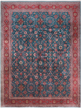 Emerald Green Persian Fine Tabriz Hand Knotted Wool Rug - 9' 4" X 12' 2"
