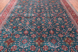 Emerald Green Persian Fine Tabriz Hand Knotted Wool Rug - 9' 4" X 12' 2"