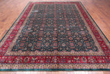 Emerald Green Persian Fine Tabriz Handmade Wool Rug - 8' 11" X 11' 11"