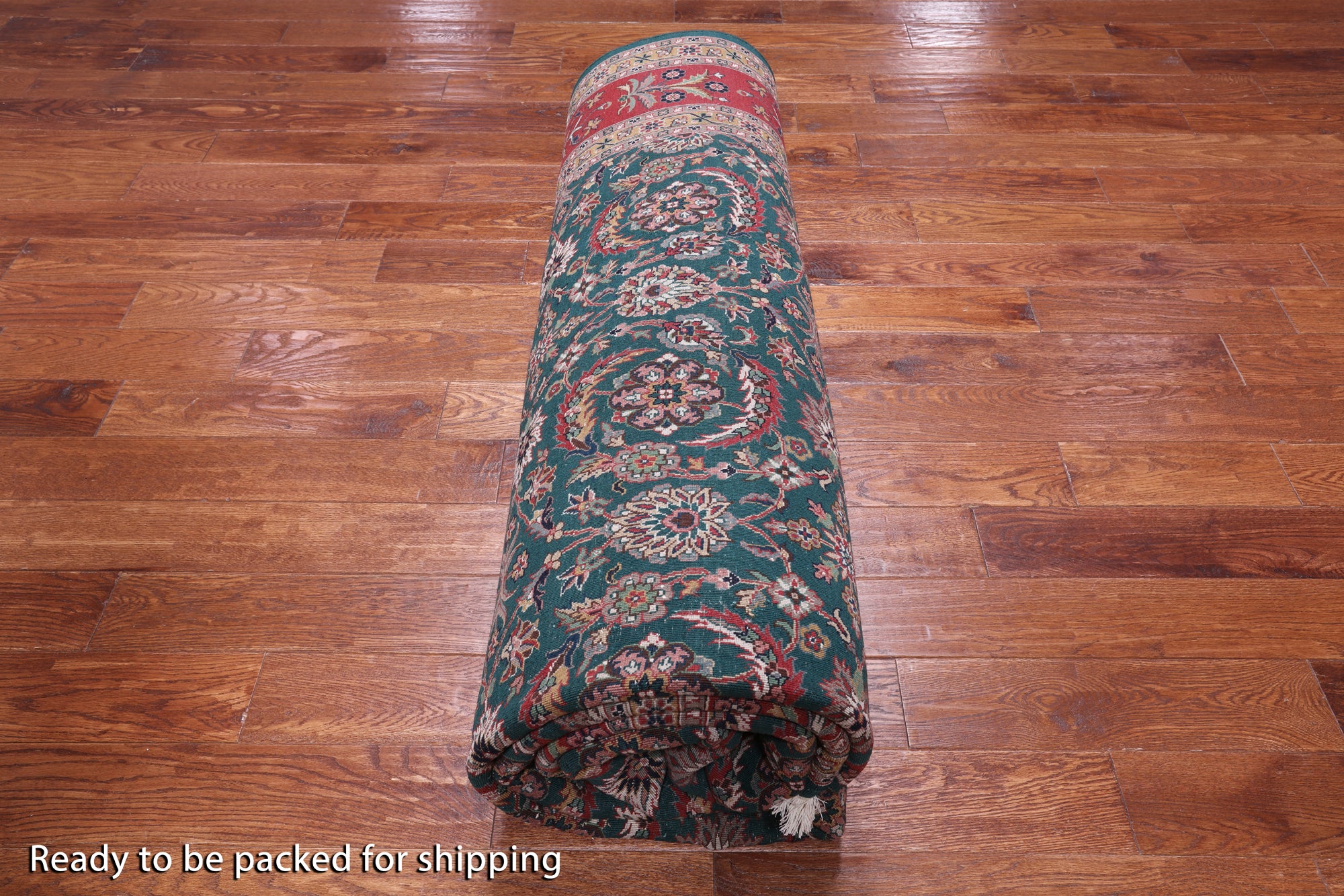 Emerald Green Persian Fine Tabriz Handmade Wool Rug - 9' 1" X 12' 2"