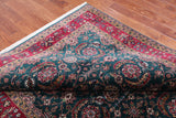 Emerald Green Persian Fine Tabriz Hand Knotted Wool Rug - 6' 4" X 9' 0"