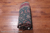 Emerald Green Persian Fine Tabriz Hand Knotted Wool Rug - 6' 4" X 9' 0"