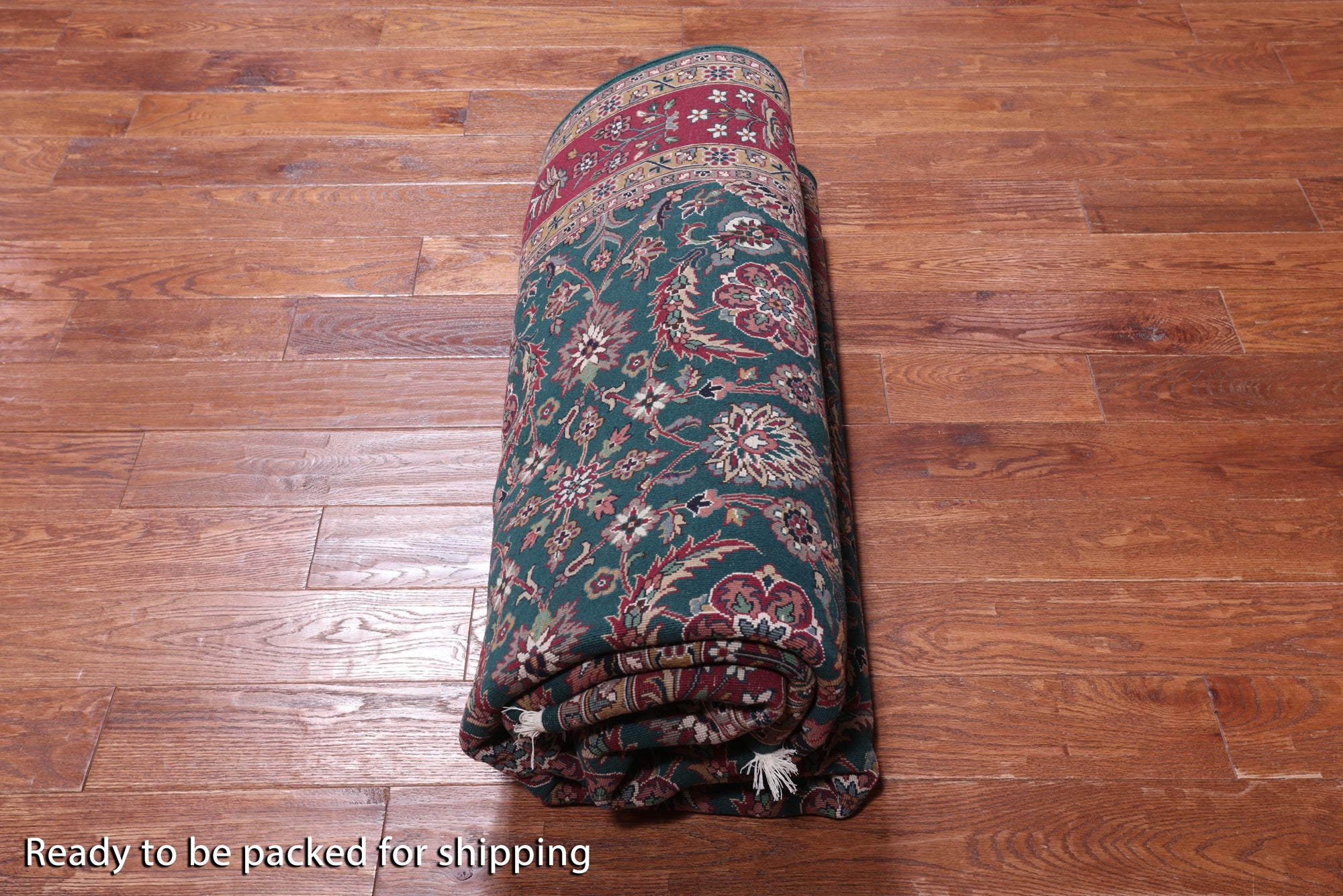 Emerald Green Persian Fine Tabriz Hand Knotted Wool Rug - 6' 4" X 9' 0"
