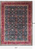 Emerald Green Persian Fine Tabriz Hand Knotted Wool Rug - 6' 4" X 9' 0"