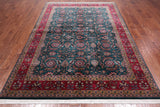 Emerald Green Persian Fine Tabriz Hand Knotted Wool Rug - 6' 4" X 9' 0"
