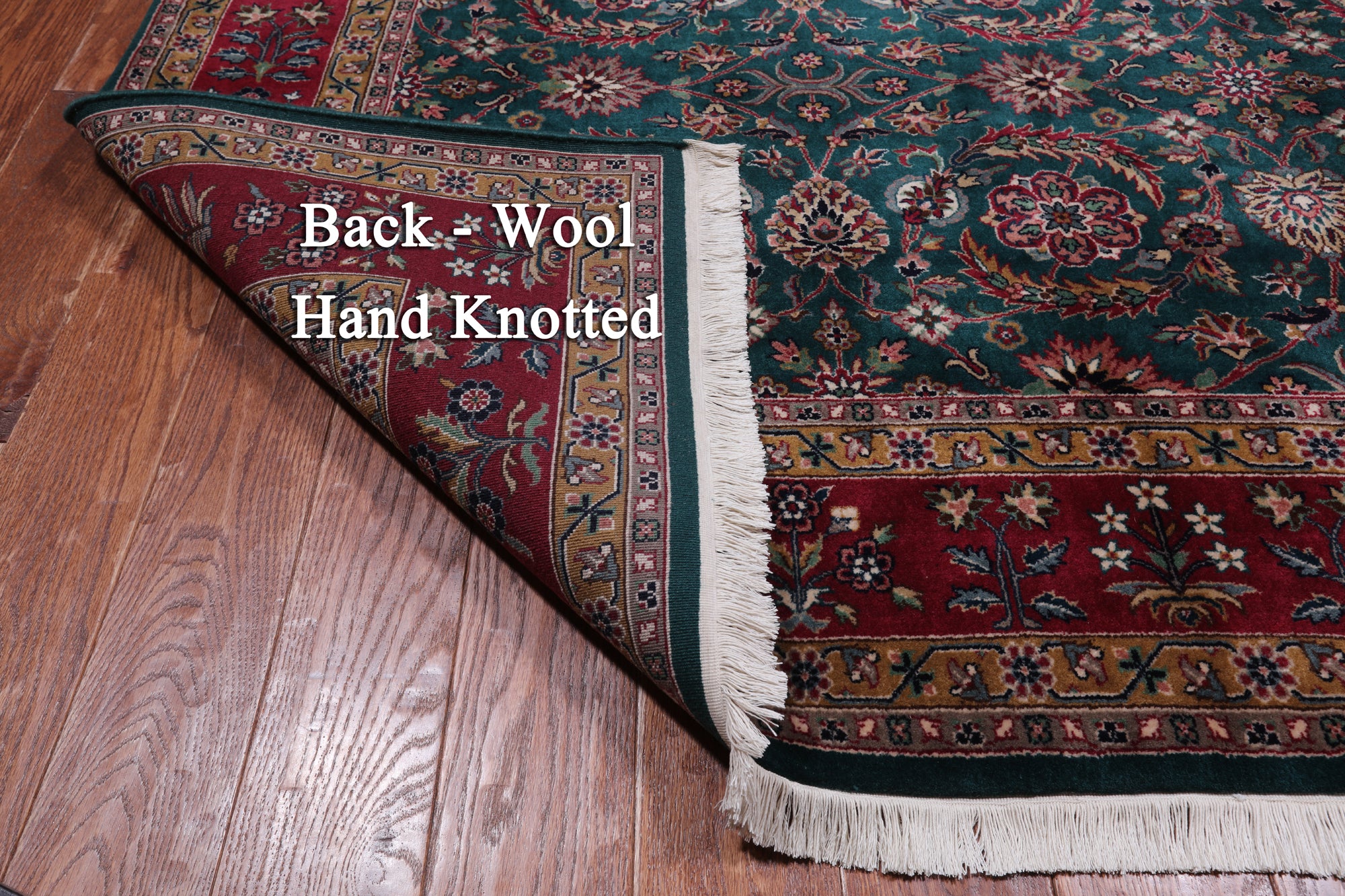 Emerald Green Persian Fine Tabriz Hand Knotted Wool Rug - 6' 4" X 9' 0"