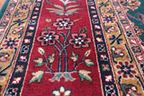 Emerald Green Persian Fine Tabriz Hand-Knotted Wool Rug - 7' 11" X 9' 9"