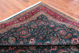 Emerald Green Persian Fine Tabriz Hand-Knotted Wool Rug - 7' 11" X 9' 9"