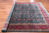 Emerald Green Persian Fine Tabriz Hand-Knotted Wool Rug - 7' 11" X 9' 9"