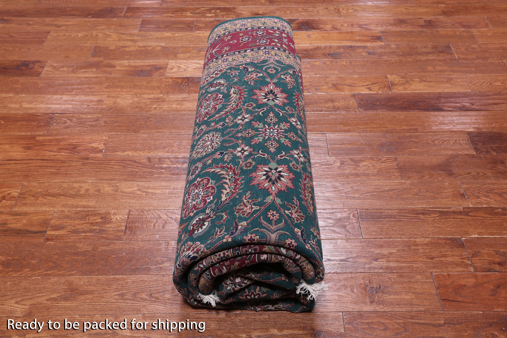 Emerald Green Persian Fine Tabriz Hand-Knotted Wool Rug - 7' 11" X 9' 9"