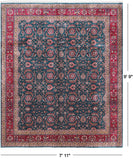 Emerald Green Persian Fine Tabriz Hand-Knotted Wool Rug - 7' 11" X 9' 9"