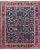Emerald Green Persian Fine Tabriz Hand-Knotted Wool Rug - 7' 11" X 9' 9"