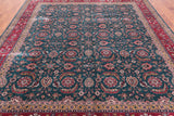 Emerald Green Persian Fine Tabriz Hand-Knotted Wool Rug - 7' 11" X 9' 9"