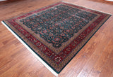 Emerald Green Persian Fine Tabriz Hand-Knotted Wool Rug - 7' 11" X 9' 9"