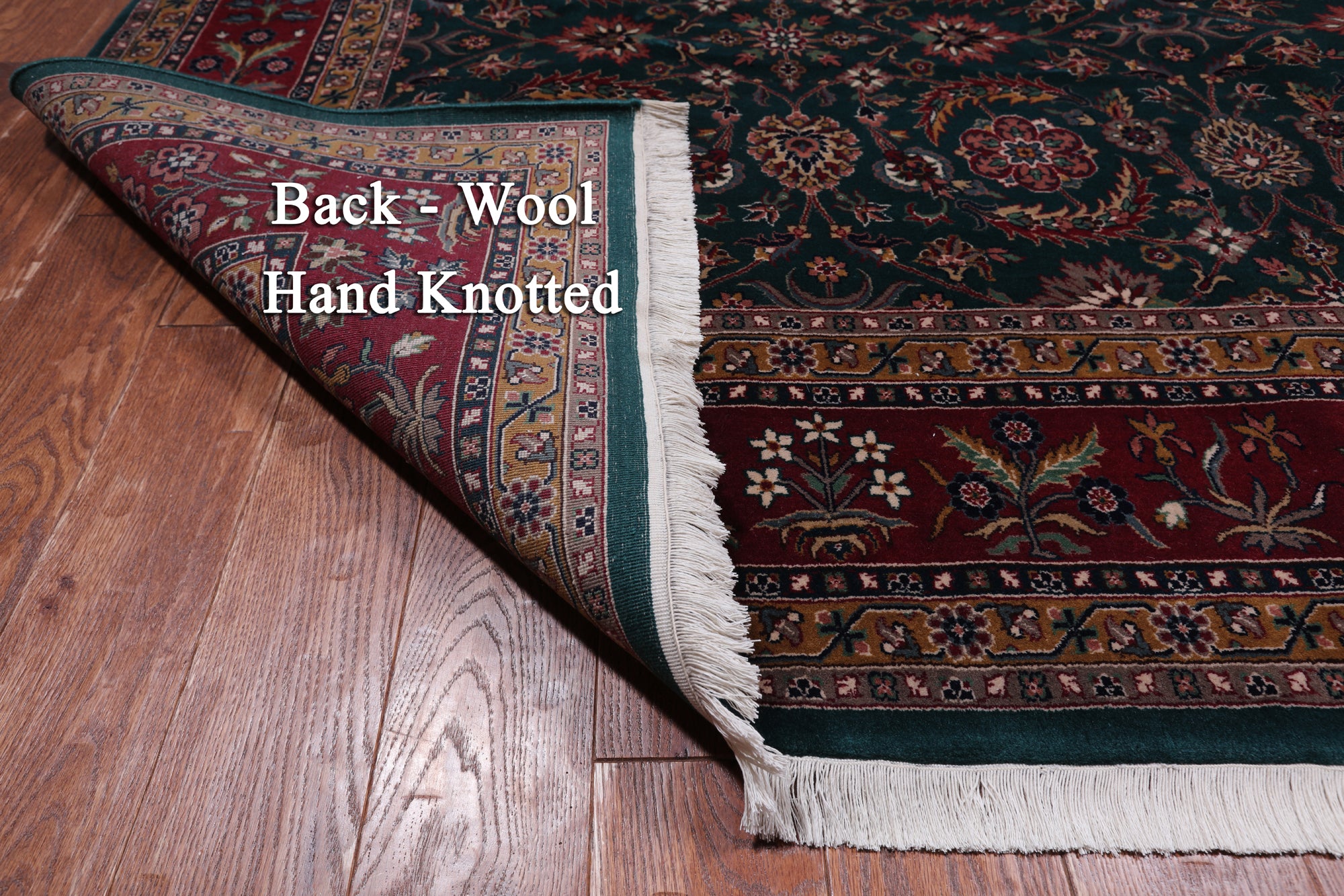 Emerald Green Persian Fine Tabriz Hand-Knotted Wool Rug - 7' 11" X 9' 9"