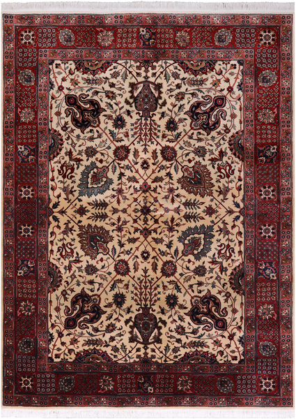 Beige Persian Fine Tabriz Handmade Wool Rug - 4' 11" X 6' 10"