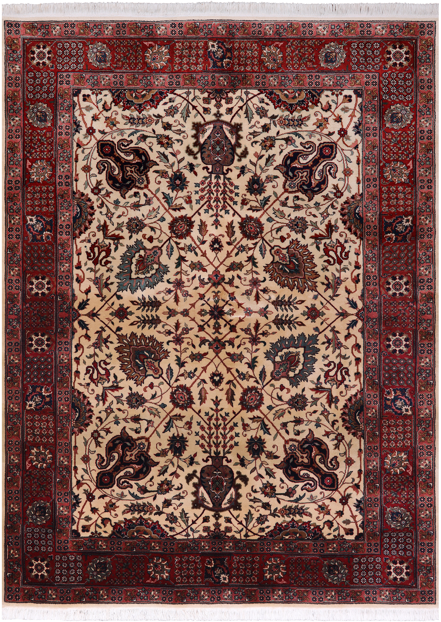 Beige Persian Fine Tabriz Handmade Wool Rug - 4' 11" X 6' 10"