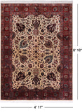 Beige Persian Fine Tabriz Handmade Wool Rug - 4' 11" X 6' 10"