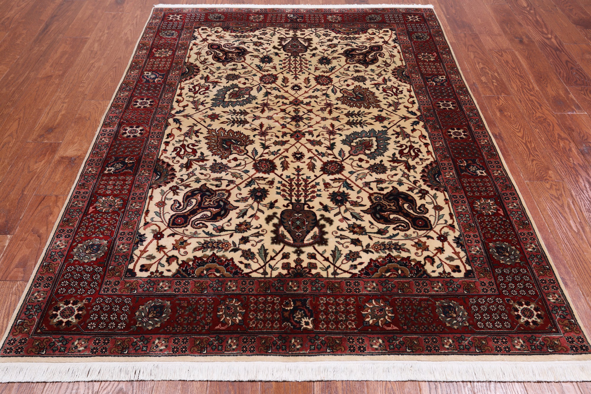 Beige Persian Fine Tabriz Handmade Wool Rug - 4' 11" X 6' 10"