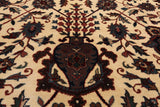 Beige/Navy Persian Fine Tabriz Hand Knotted Wool Rug - 5' 0" X 7' 3"