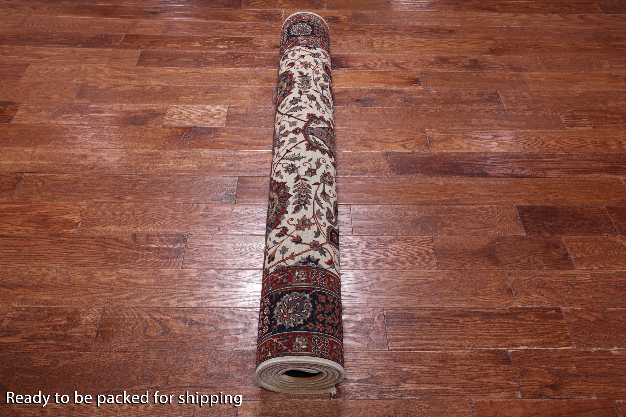 Beige/Navy Persian Fine Tabriz Hand Knotted Wool Rug - 5' 0" X 7' 3"