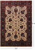 Beige/Navy Persian Fine Tabriz Hand Knotted Wool Rug - 5' 0" X 7' 3"