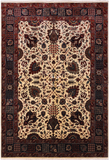 Beige/Navy Persian Fine Tabriz Hand Knotted Wool Rug - 5' 0" X 7' 3"