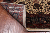 Beige/Navy Persian Fine Tabriz Hand Knotted Wool Rug - 5' 0" X 7' 3"