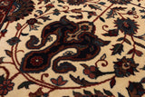 Beige/Navy Persian Fine Tabriz Hand Knotted Wool Rug - 5' 0" X 7' 3"