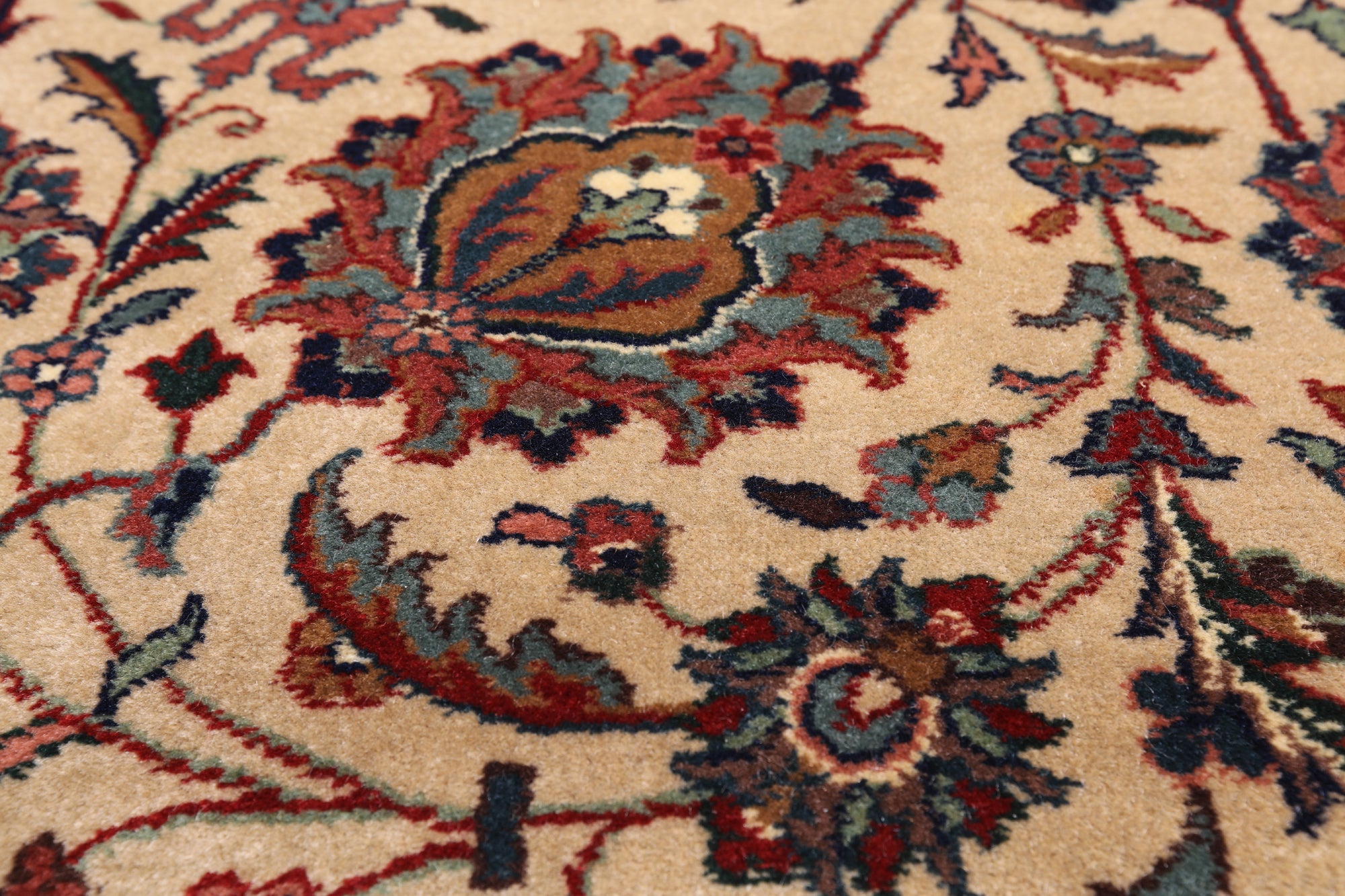 Khaki Persian Fine Tabriz Handmade Wool Runner Rug - 4' 2" X 9' 10"
