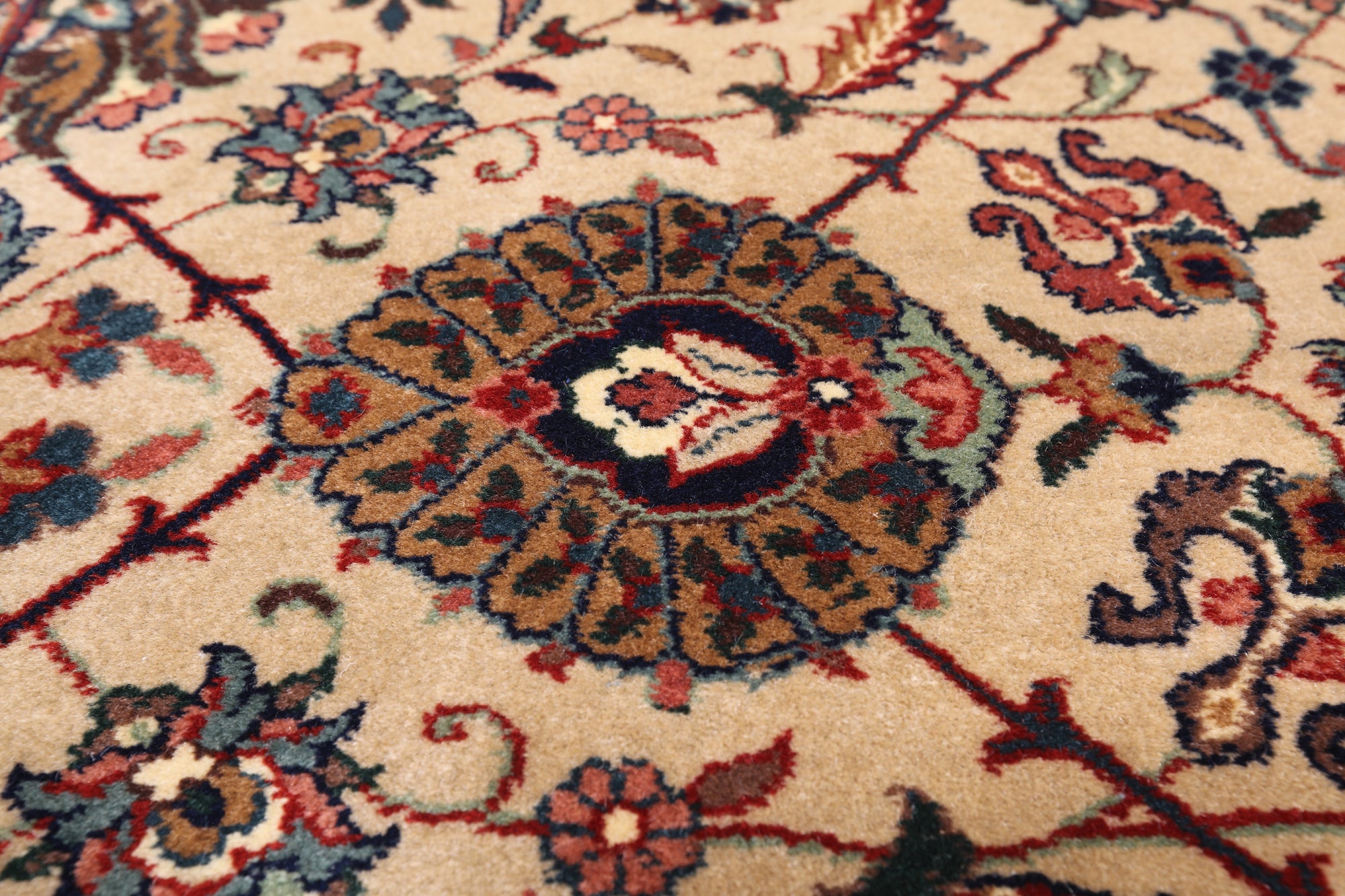 Khaki Persian Fine Tabriz Handmade Wool Runner Rug - 4' 2" X 9' 10"