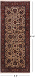 Khaki Persian Fine Tabriz Handmade Wool Runner Rug - 4' 2" X 9' 10"