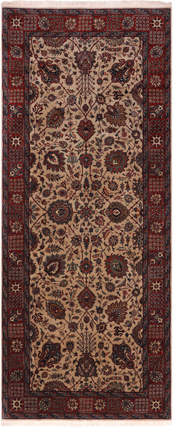 Khaki Persian Fine Tabriz Handmade Wool Runner Rug - 4' 2" X 9' 10"