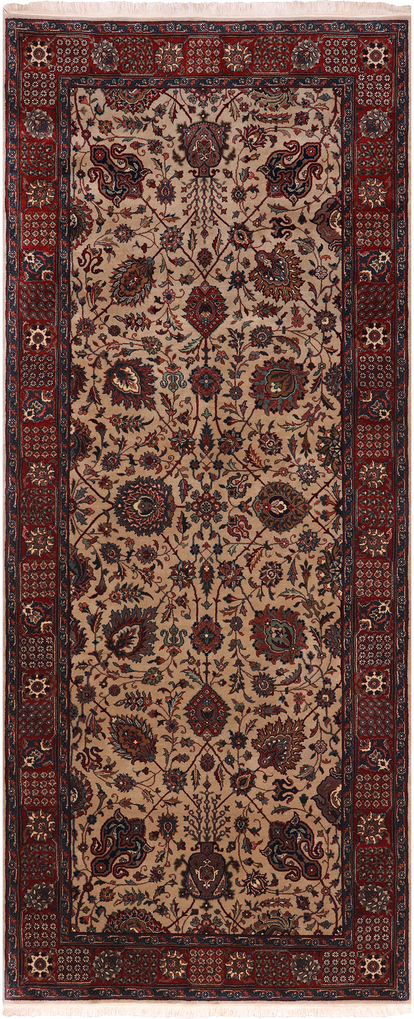 Khaki Persian Fine Tabriz Handmade Wool Runner Rug - 4' 2" X 9' 10"
