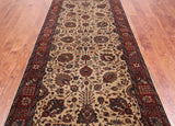 Khaki Persian Fine Tabriz Handmade Wool Runner Rug - 4' 2" X 9' 10"