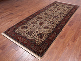Khaki Persian Fine Tabriz Handmade Wool Runner Rug - 4' 2" X 9' 10"