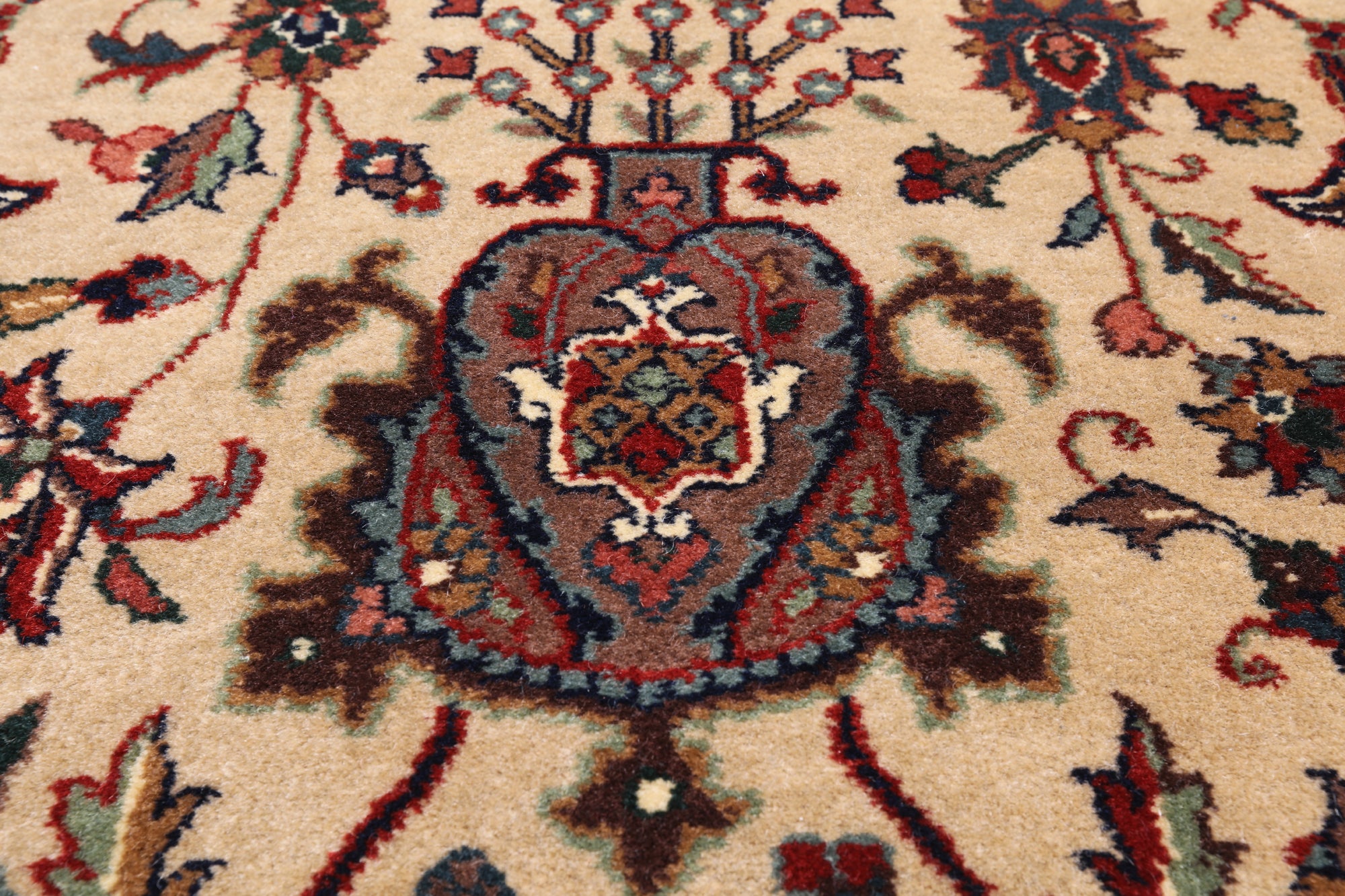 Khaki Persian Fine Tabriz Handmade Wool Runner Rug - 4' 2" X 9' 10"