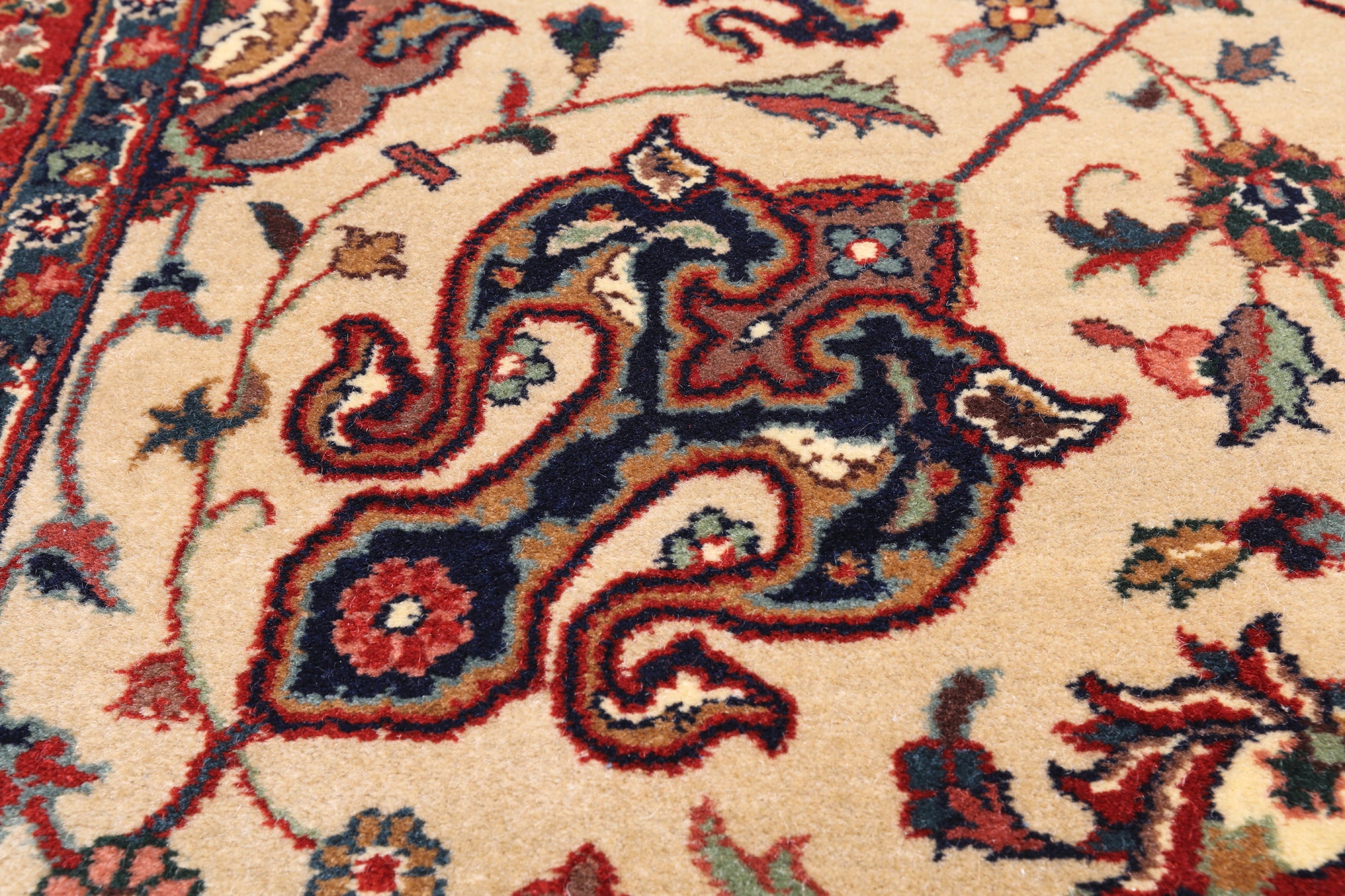 Khaki Persian Fine Tabriz Handmade Wool Runner Rug - 4' 2" X 9' 10"