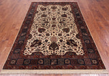 Beige Persian Fine Tabriz Hand Knotted Wool Rug - 5' 1" X 8' 5"
