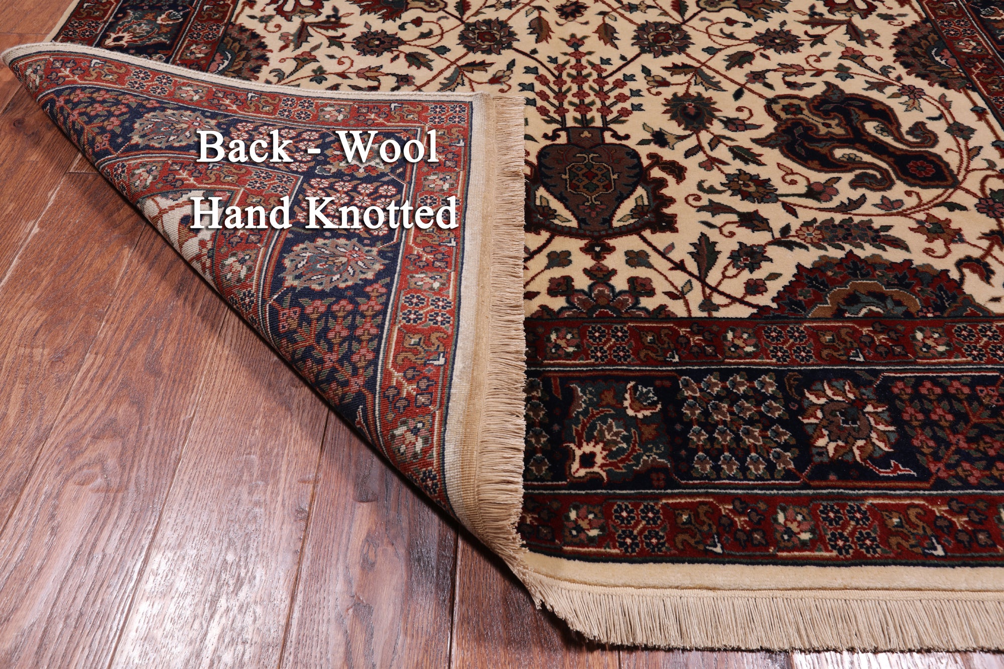 Beige Persian Fine Tabriz Hand Knotted Wool Rug - 5' 1" X 8' 5"