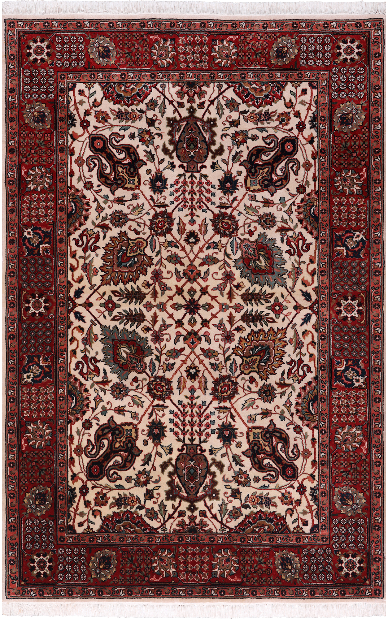 Beige Persian Fine Tabriz Hand-Knotted Wool Rug - 3' 11" X 6' 0"