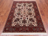 Beige Persian Fine Tabriz Hand-Knotted Wool Rug - 3' 11" X 6' 0"